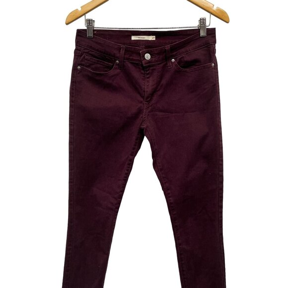 Levi's 711 Skinny Jeans Deep Plum Purple Maroon Midrise Stretch Denim - Picture 3 of 9